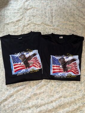 Bundle of 2 Black Long-Sleeve Patriotic Eagle Graphic Tee - Land of the Free